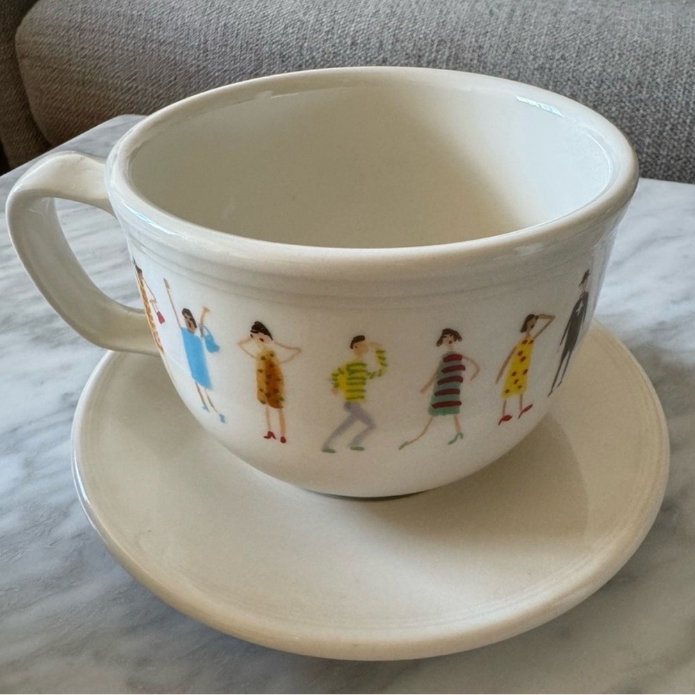 Cynthia Rowley × Fishs Eddy People Large Latte Cup and Saucer Homer Laughlin